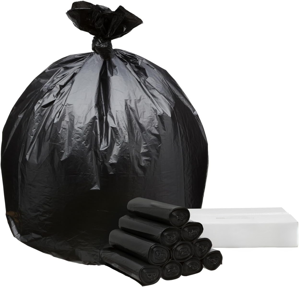 Houzio 40-45 Gallon Garbage Trash Bag 40X46" 1.5 Mil Black