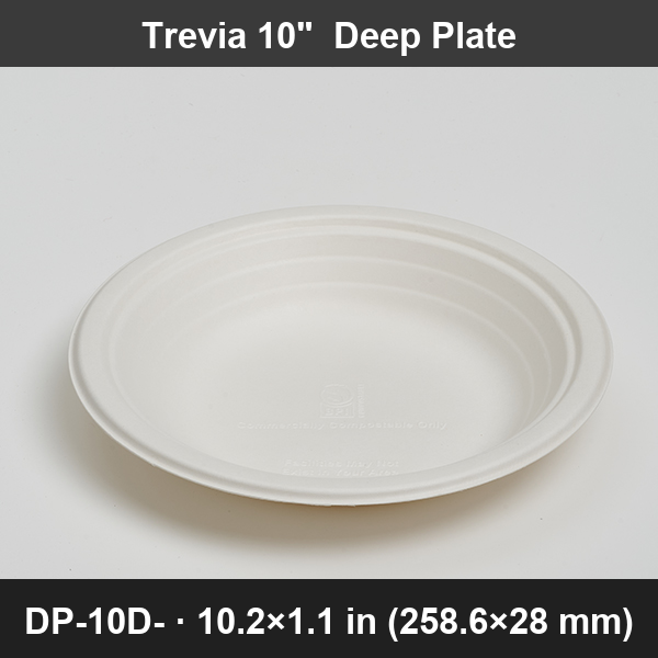 10" Deep Compostable Round Plates — Durable Heavy-Duty, Bowled Plates for Soup, Pasta, Rice Dis
