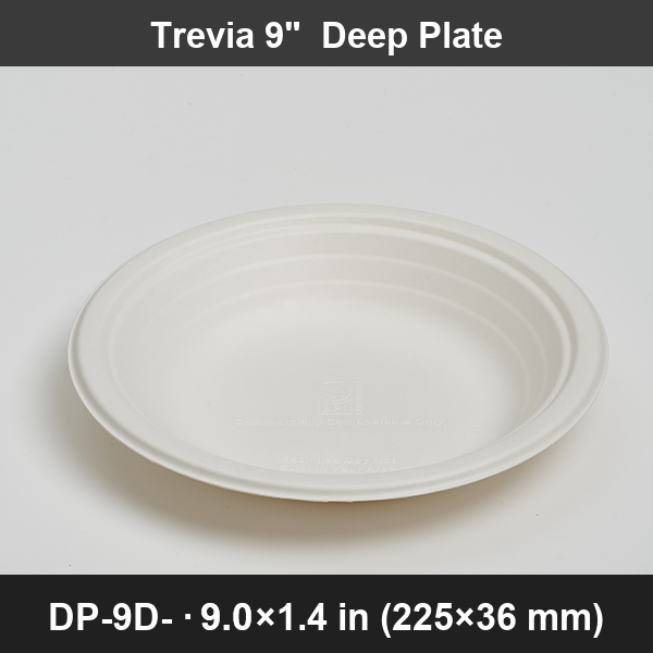 9" Deep Compostable Round Plates — Durable Heavy-Duty, Bowled Plates for Soup, Pasta, Rice Dish