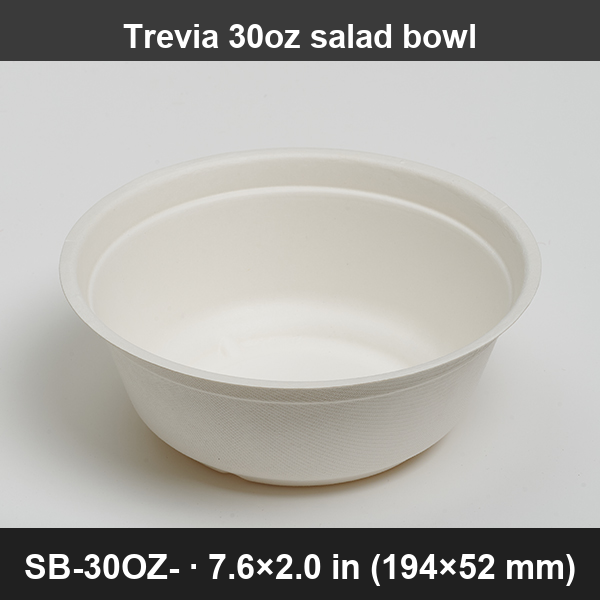 30 oz Durable Heavy-Duty Compostable Sugarcane Salad Bowl — PFAS-Free, Microwave-Safe | Great for Sa