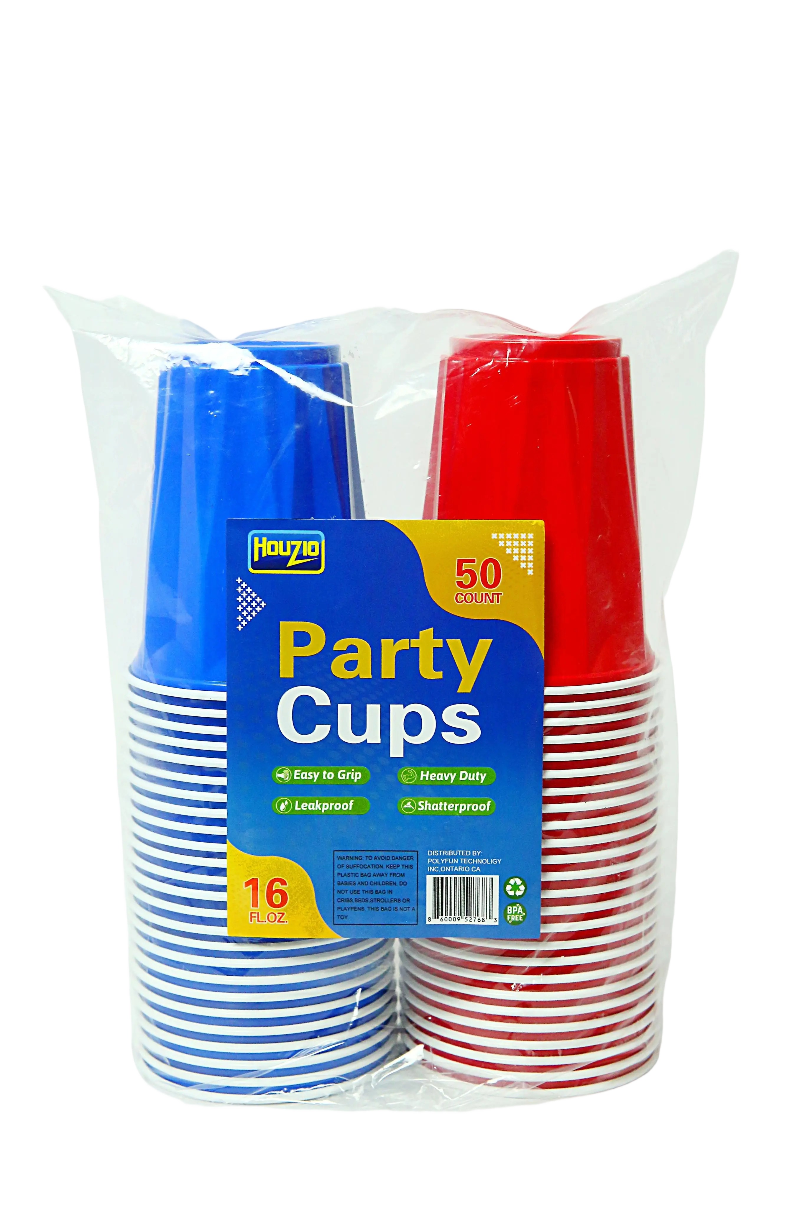 16oz Party Cups Diamond Cups Disposable Plastic Cups, Two-Color 50 count