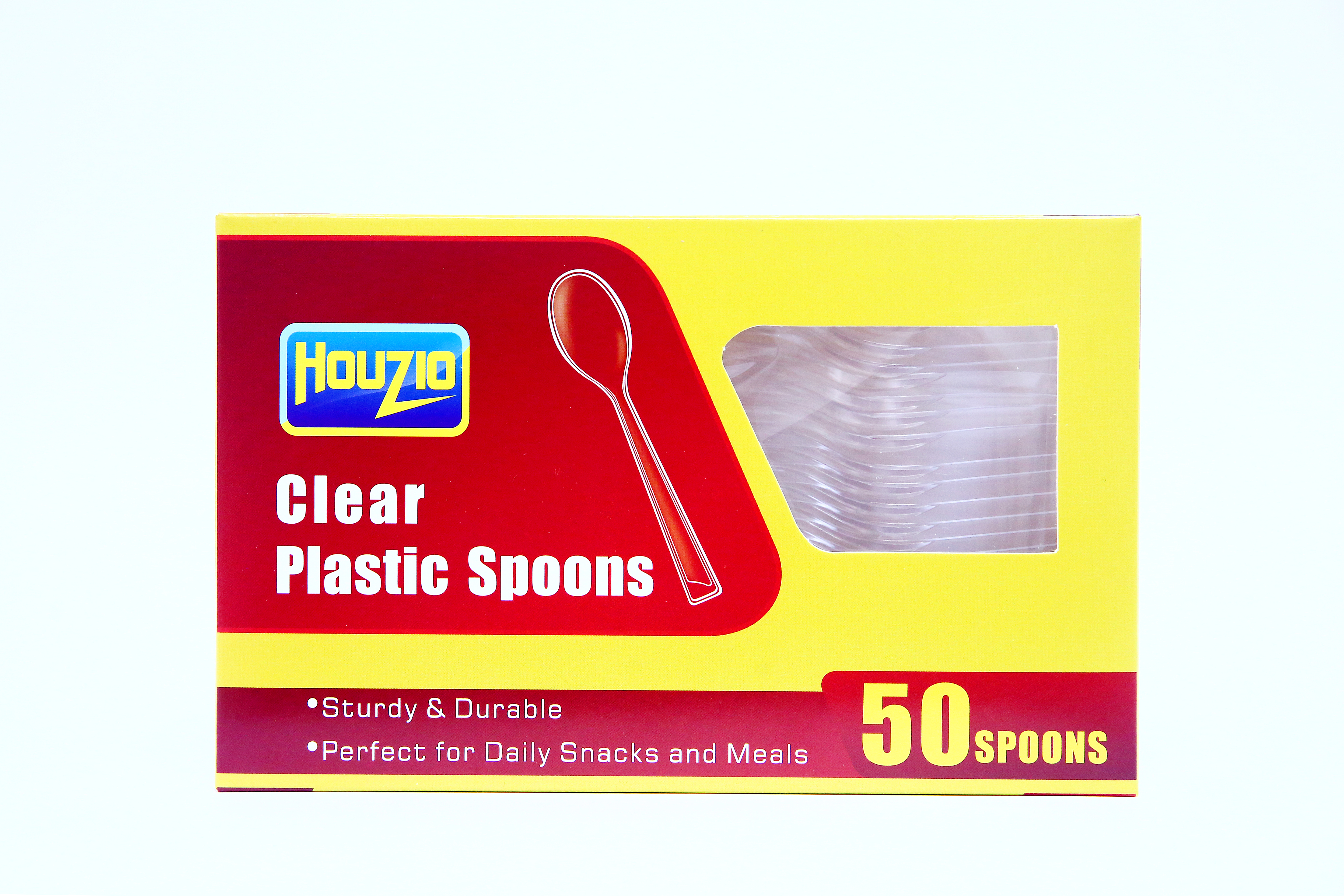 Houzio Disposable Clear Plastic Spoons, Premium Quality